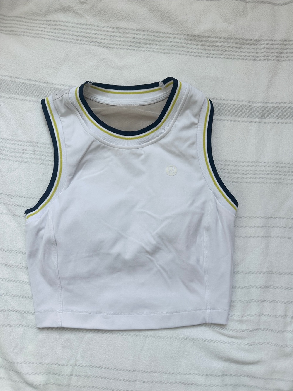 Lululemon White Varsity Scoop Neck Tennis Tank w trim Size 4